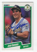Autographed JOSE CANSECO Oakland A's 1990 Fleer Card