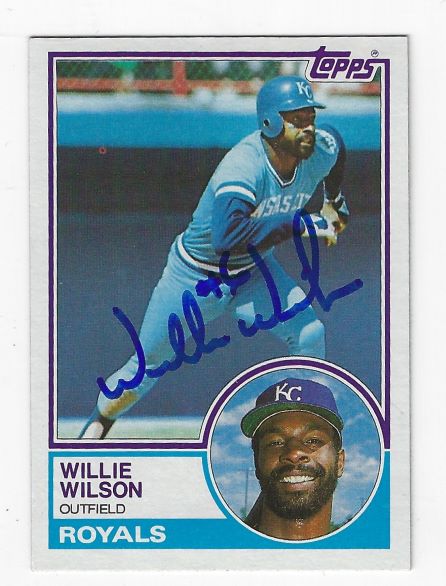 Autographed WILLIE WILSON Kansas City Royals 1983 Topps Card