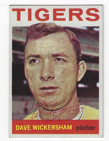 Autographed DAVE WICKERSHAM Detroit Tigers 1964 Topps Card