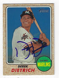 Autographed DEREK DIETRICH Miami Marlins 2017 Topps Heritage Card