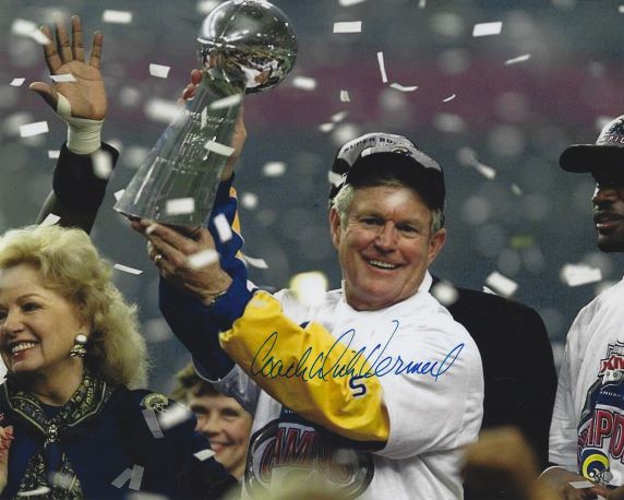 AUTOGRAPHED DICK VERMEIL 8X10 St. Louis Rams Photo