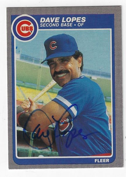 Autographed DAVEY LOPES  Chicago Cubs 1985 Fleer Card