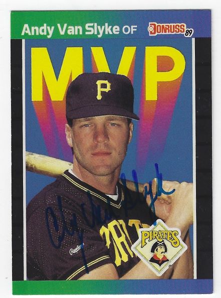 Autographed  ANDY VAN SLYKE Pittsburgh Pirates 1989 Donruss Card