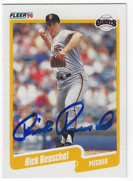 Autographed RICK REUSCHEL San Francisco Giants 1990 Fleer Card