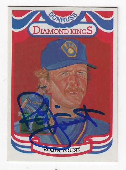 Autographed ROBIN YOUNT Milwaukee Brewers 1984 Donruss Diamond King Card