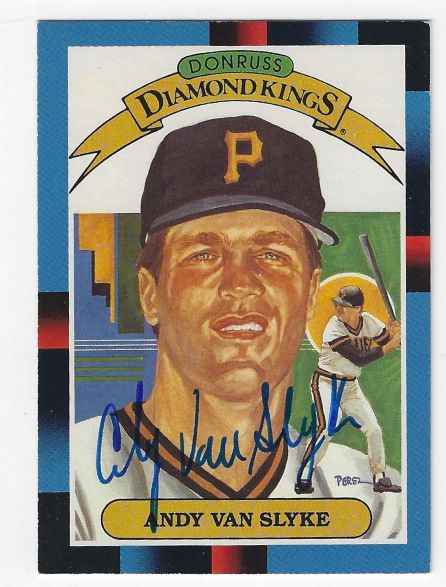 Autographed  ANDY VAN SLYKE Pittsburgh Pirates 1988 Donruss Diamond King Card