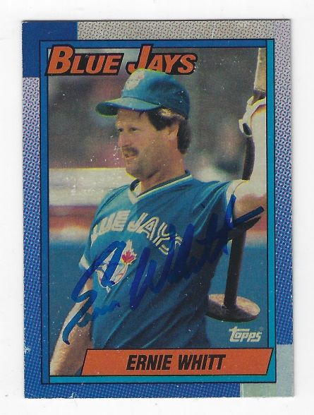 Autographed ERNIE WHITT Toronto Blue Jays 1990 Topps Card