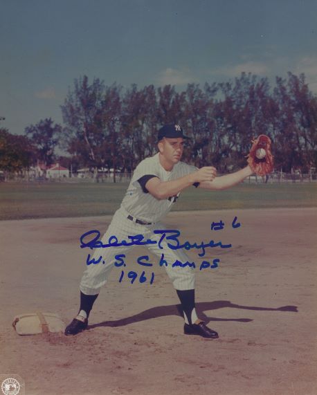 AUTOGRAPHED CLETE BOYER "WS Champs 1961" 8x10 New York Yankees Photo