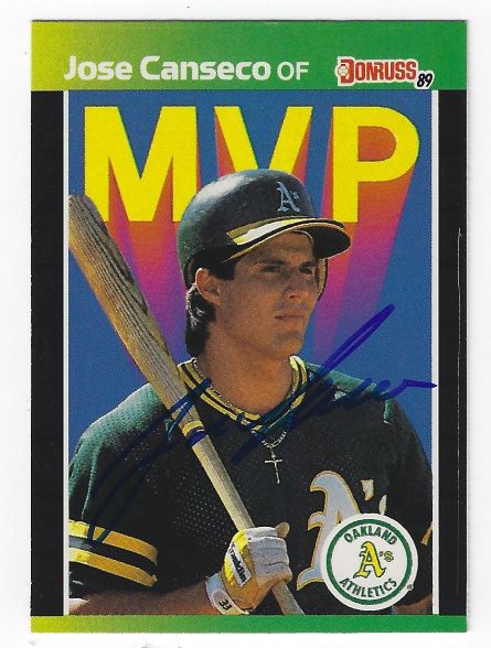 Autographed JOSE CANSECO Oakland A's 1989 Donruss Card