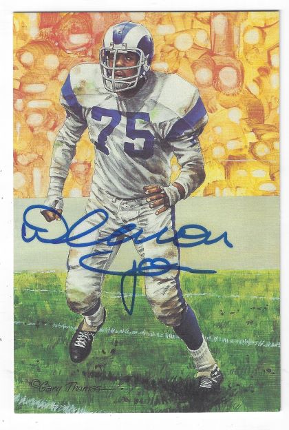 Autographed Deacon Jones Los Angeles Rams Goal Line Art Card