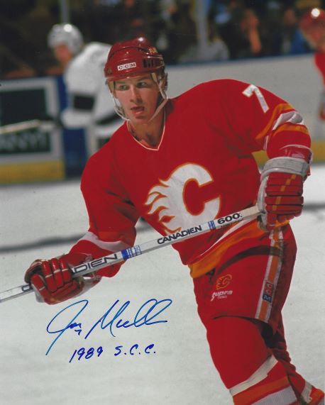 Autographed JOEY MULLEN 89 SCC  8X10 Calgary Flames Photo