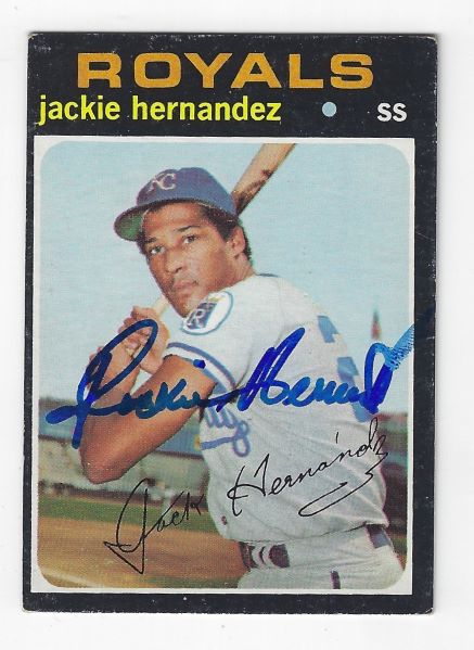 Autographed JACKIE HERNANDEZ Kansas City Royals 1971 Topps Card