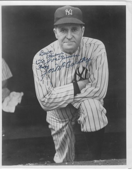 AUTOGRAPHED JOE MCCARTHY 8X10 New York Yankees Photo