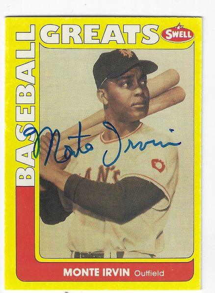 Autographed MONTE IRVIN 1991 Swell Baseball Great Card