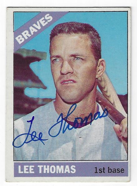 Autographed LEE THOMAS Atlanta Braves 1966 Topps Card