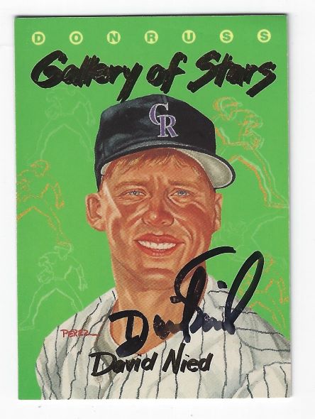 Autographed DAVID NIED Colorado Rockies 1993 Donruss Gallery of Stars Card