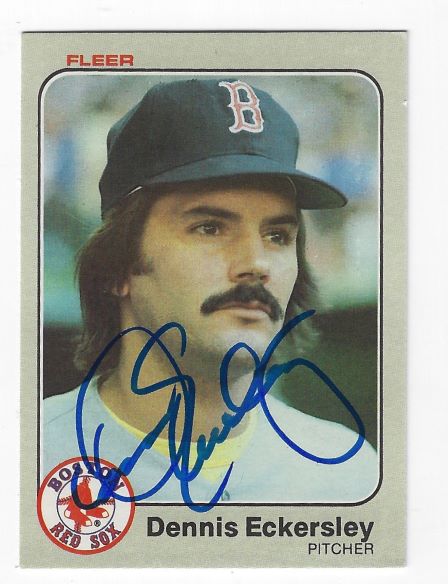 Autographed DENNIS ECKERSLEY Boston Red Sox 1983 Fleer Card #182