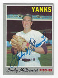 Autographed Lindy McDaniel New York Yankees 1970 TOPPS card #493