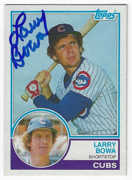 Autographed LARRY BOWA Chicago Cubs 1983 Topps Card