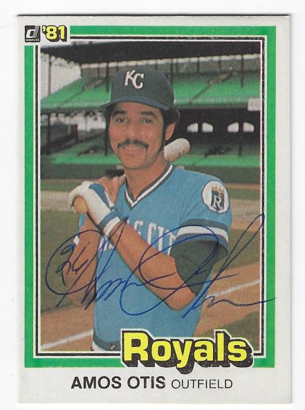 Autographed AMOS OTIS Kansas City Royals 1981 Donruss Card