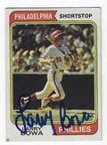 Autographed LARRY BOWA Philadelphia Phillies 1974 Topps Card