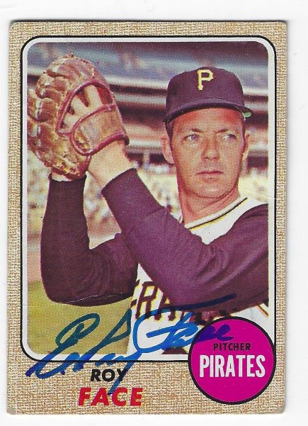 Autographed ELROY FACE Pittsburgh Pirates 1968 Topps Card