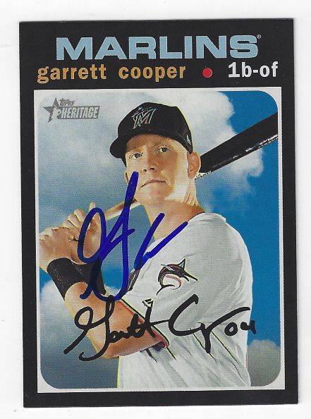 Autographed GARRETT COOPER Miami Marlins 2020 Topps Heritage Card #159