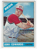 Autographed JOHNNY EDWARDS Cincinnati Reds 1966 Topps Card