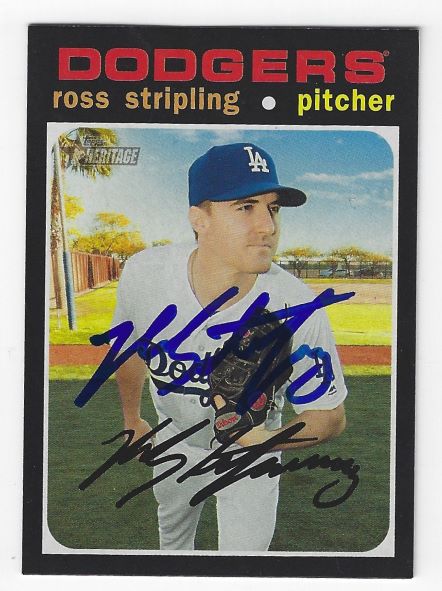 Autographed Ross Stripling Los Angeles Dodgers 2020 Topps Heritage Card