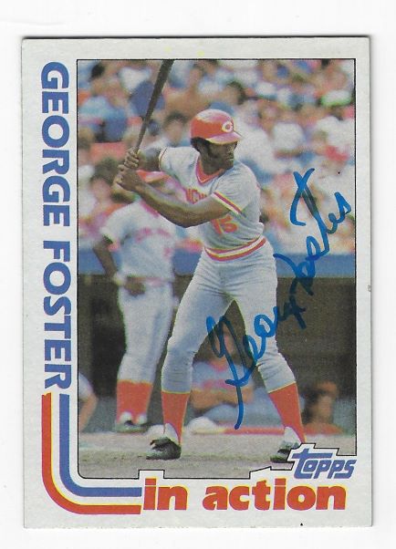 Autographed GEORGE FOSTER Cincinnati Reds 1982 Topps Card