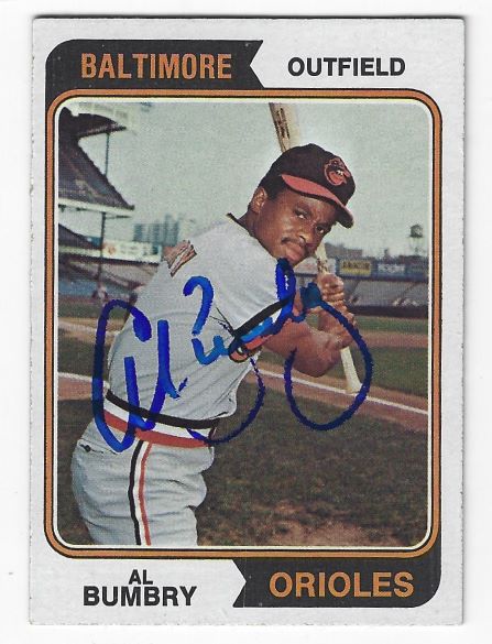 Autographed AL BUMBRY Baltimore Orioles 1974 Topps Card