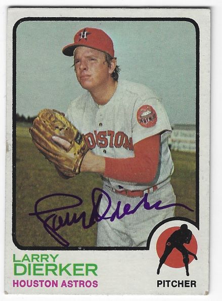 Autographed LARRY DIERKER Houston Astros 1973 Topps Card