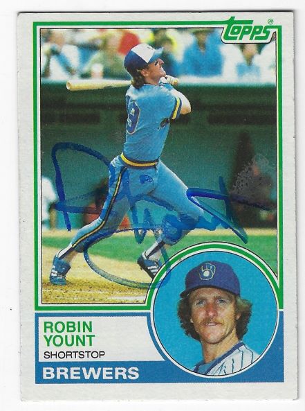 Autographed ROBIN YOUNT Milwaukee Brewers 1983 Topps Card