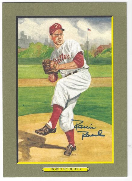 Autographed ROBIN ROBERTS Philadelphia Phillies Perez-Steele Great Moments Post Card