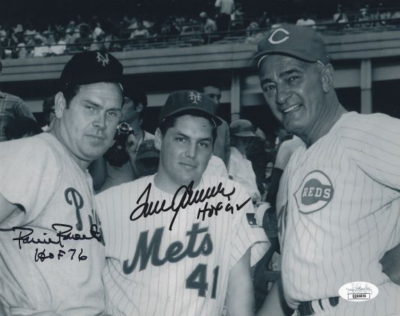 Autographed TOM SEAVER &amp; ROBIN ROBERTS Mets and Phillies 8X10 photo JSA