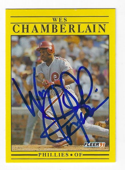 Autographed WES CHAMBERLAIN Philadelphia Phillies 1991 Fleer Card