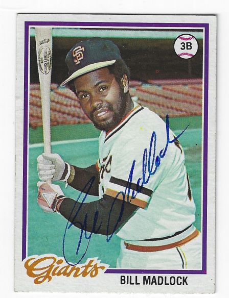 Autographed BILL MADLOCK San Francisco Giants 1978 Topps card