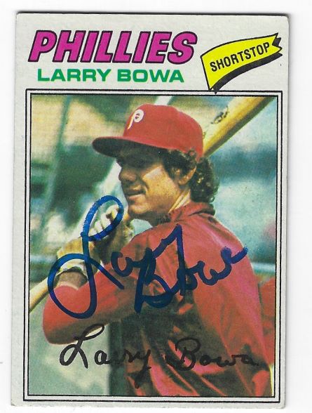 Autographed LARRY BOWA Philadelphia Phillies 1977 Topps Card