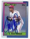 Autographed RICKY JORDAN  Philadelphia Phillies 1990 Topps Card