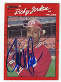 Autographed RICKY JORDAN  Philadelphia Phillies 1990 Donruss Card
