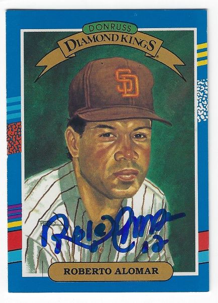 Autographed ROBERTO ALOMAR San Diego Padres 1991 Donruss Diamond King