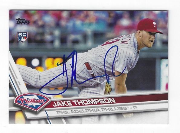 Autographed JAKE THOMPSON Philadelphia Phillies 2017 Topps Card