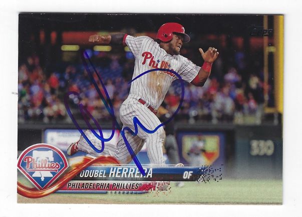 Autographed ODUBEL HERRERA Philadelphia Phillies 2018 Topps Card