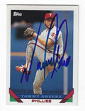 Autographed TOMMY GREENE Philadelphia Phillies 1993 Topps Card