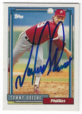 Autographed TOMMY GREENE Philadelphia Phillies 1992 Topps Card