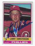 Autographed LARRY CHRISTENSON Philadelphia Phillies 1976 Topps Card