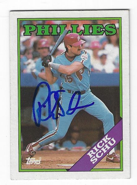Autographed RICK SCHU Philadelphia Phillies 1988 Topps Card