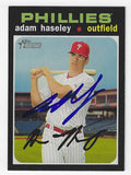 Autographed ADAM HASELEY Philadelphia Phillies 2020 Topps Heritage Card