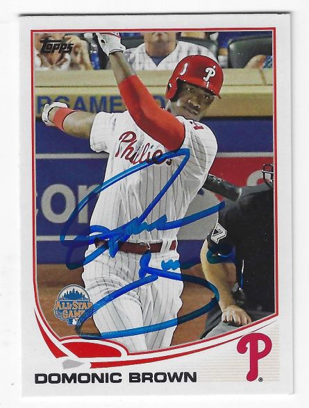 Autographed DOMONIC BROWN Philadelphia Phillies 2013 Topps Card