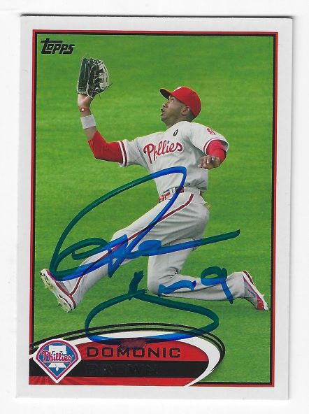 Autographed DOMONIC BROWN Philadelphia Phillies 2012 Topps Card